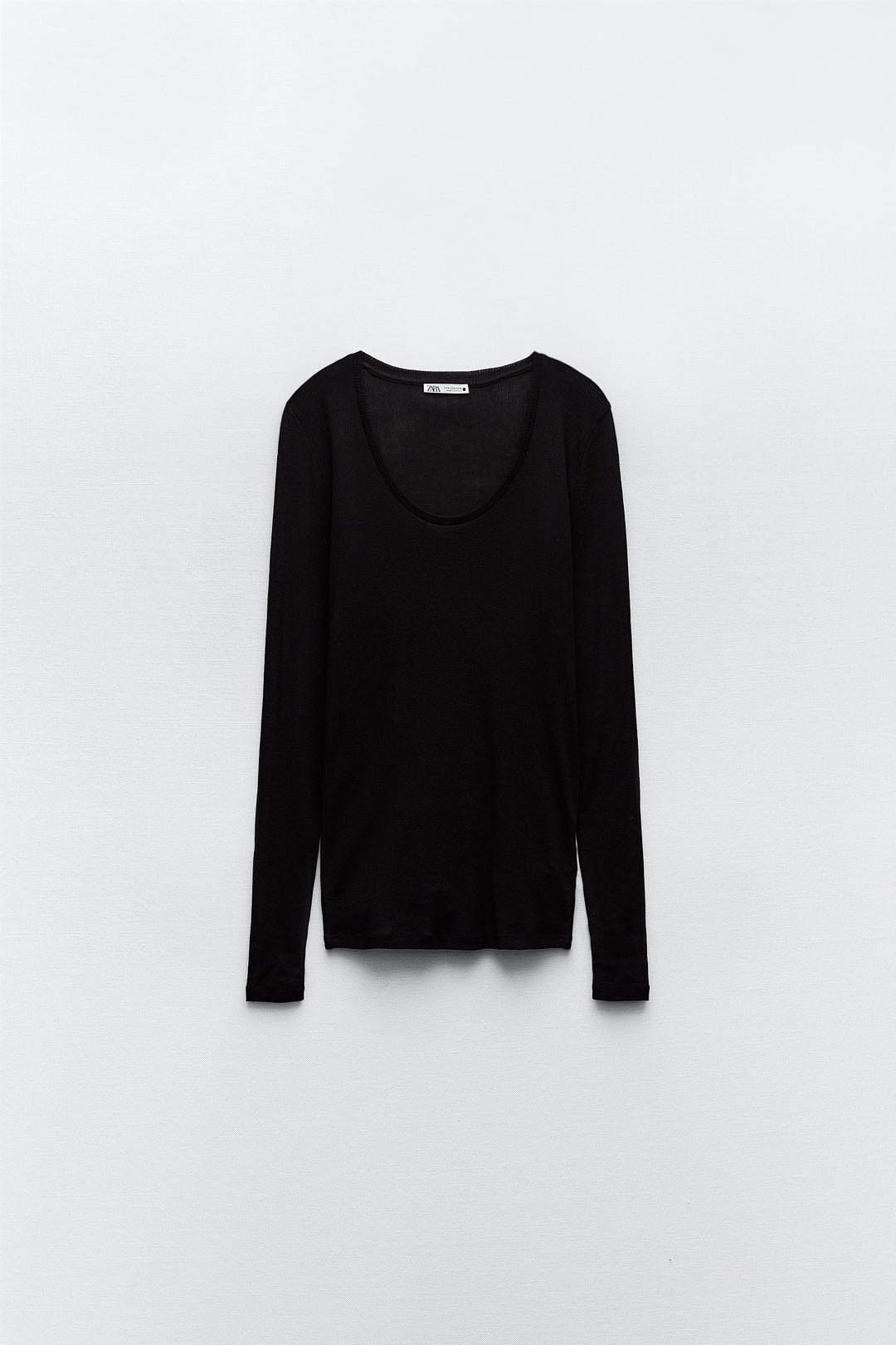 T-shirt Micro-côtelé Manches Longues