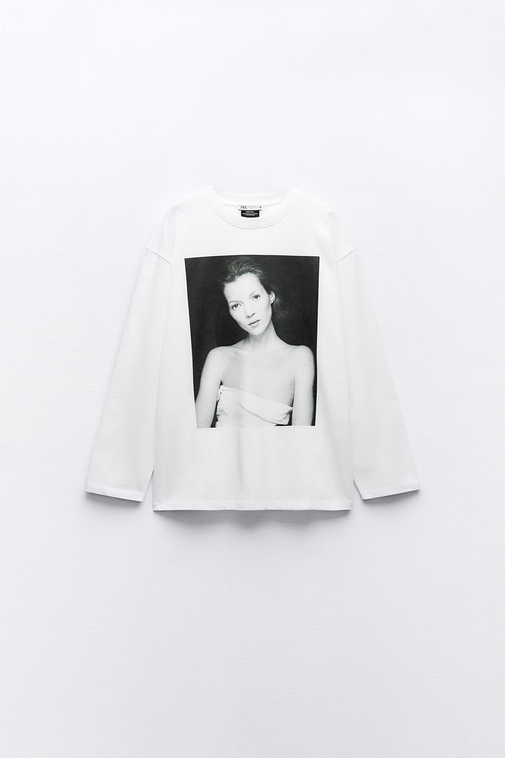 Haut manches longues Kate Moss homewear sans manches, col rond, sans nœud, manches longues