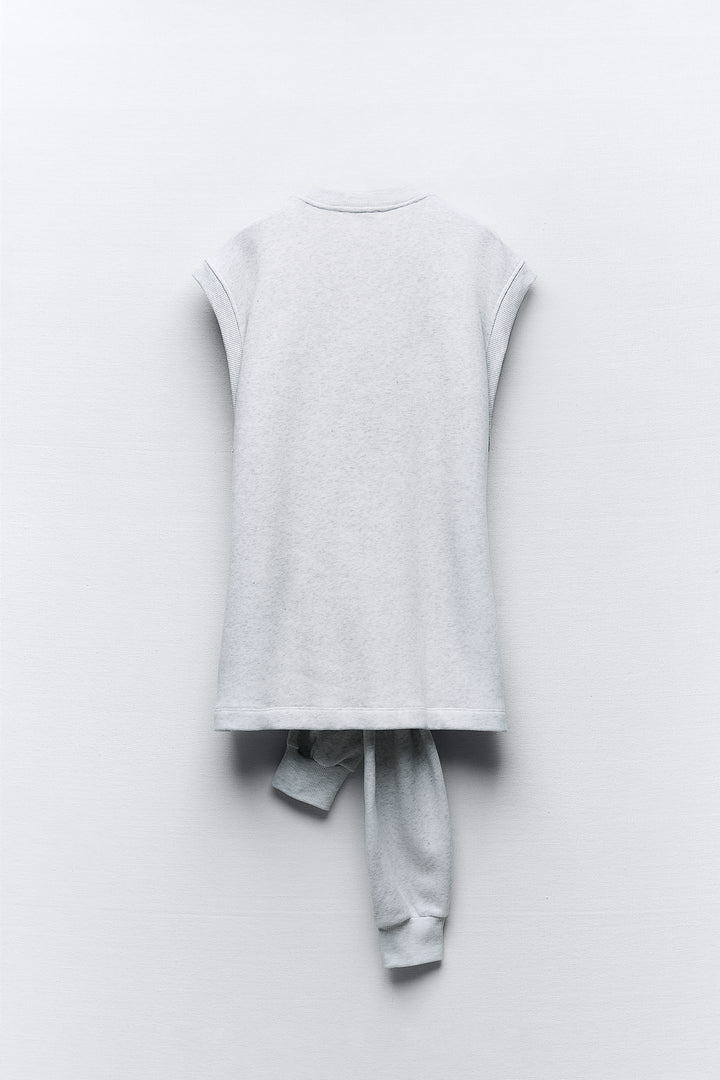 Sweat Col Rond Sans Manches Noué