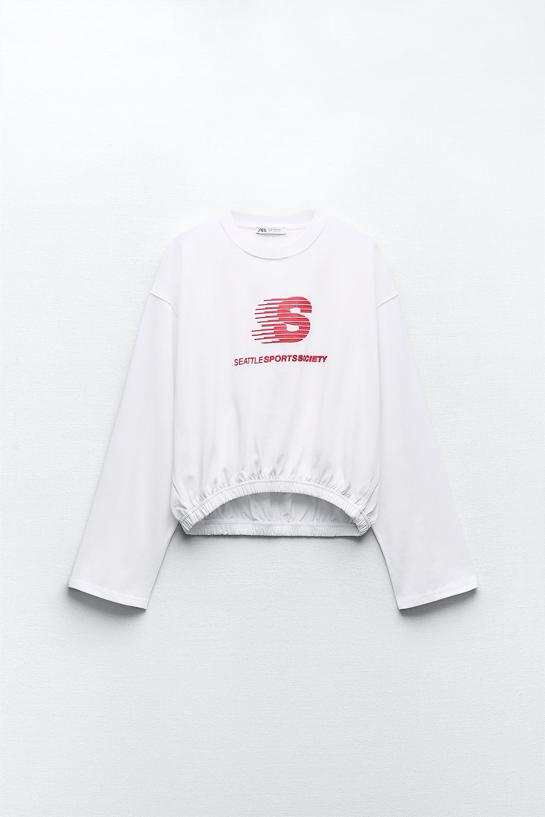 T-shirt col rond manches longues élastique bas graphique (ensemble)