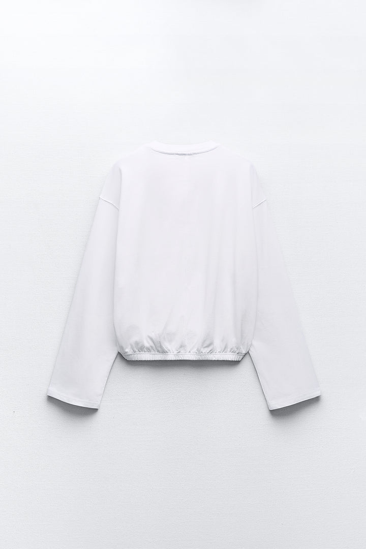 T-shirt col rond manches longues élastique bas graphique (ensemble)