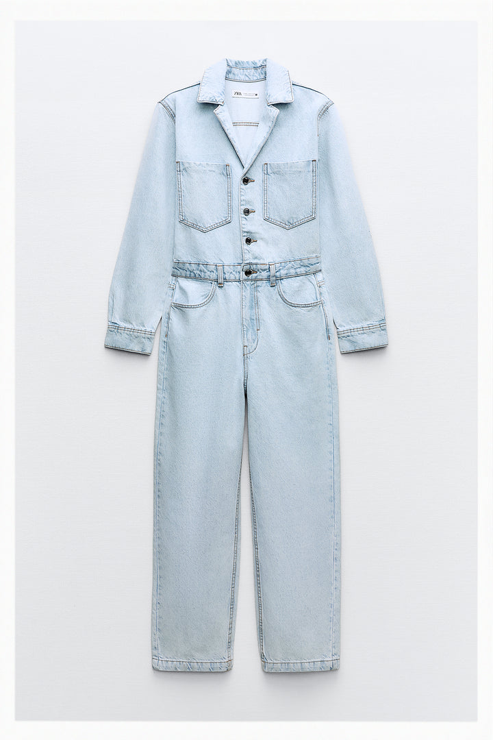 Combinaison jean manches longues poches avant**