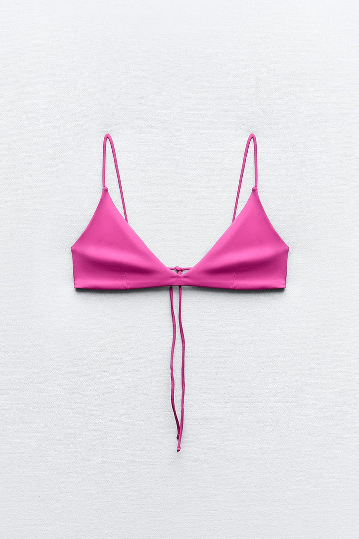 Haut bikini décolleté plongeant bretelles spaghetti