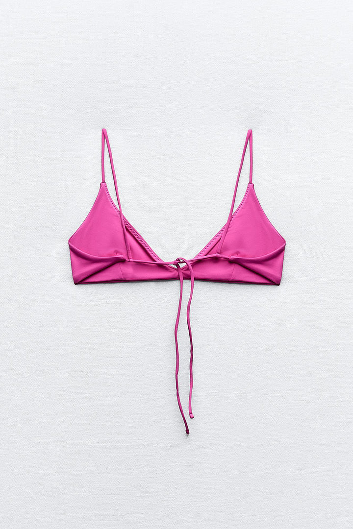 Haut bikini décolleté plongeant bretelles spaghetti