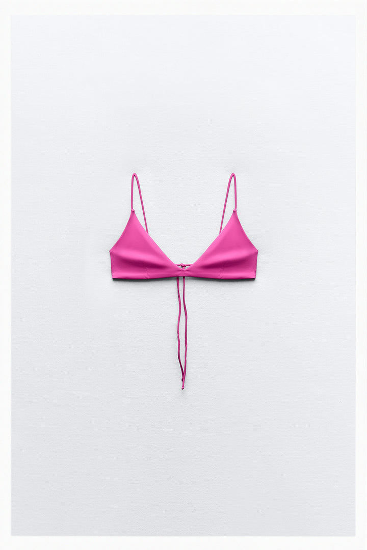 Haut bikini décolleté plongeant bretelles spaghetti