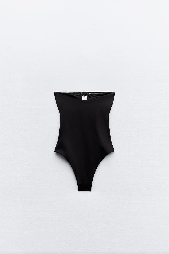Maillot de bain bandeau 3 pièces métalliques