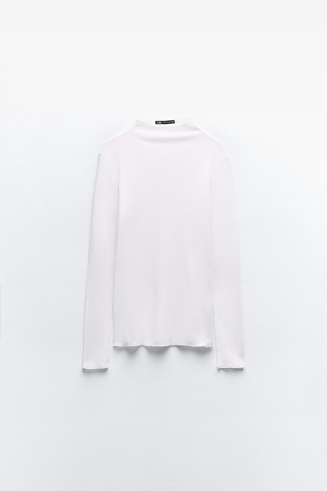T-shirt Coton Crêpe Col V Manches Longues