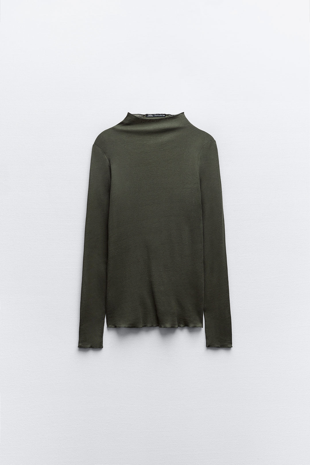 T-shirt Coton Crêpe Col V Manches Longues