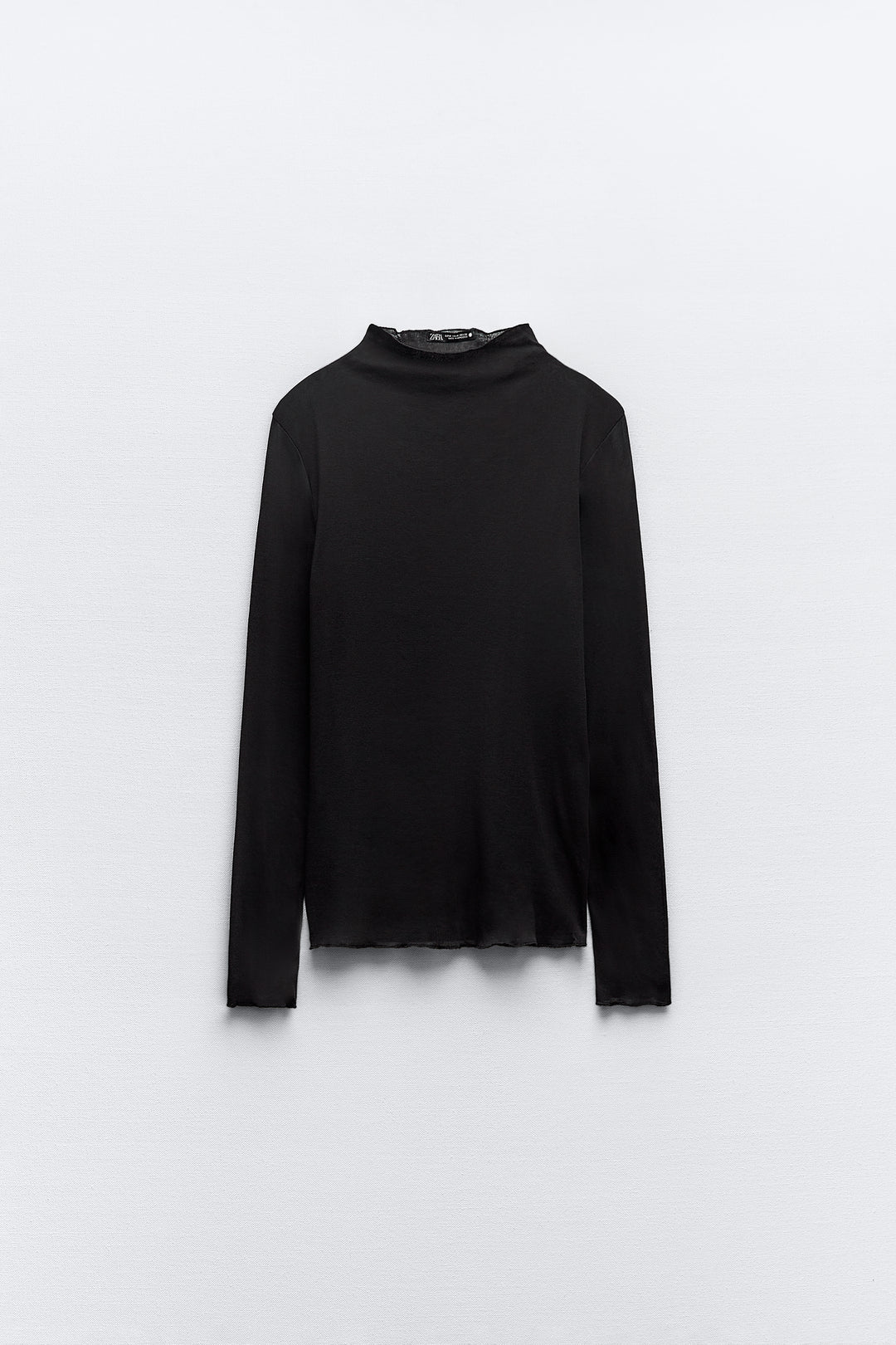 T-shirt Coton Crêpe Col V Manches Longues
