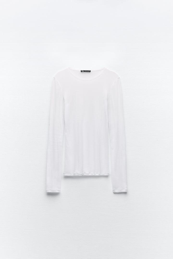 T-shirt col rond manches longues coton Supima