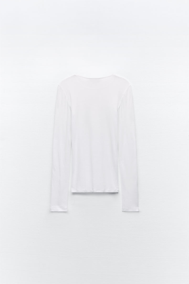 T-shirt col rond manches longues coton Supima
