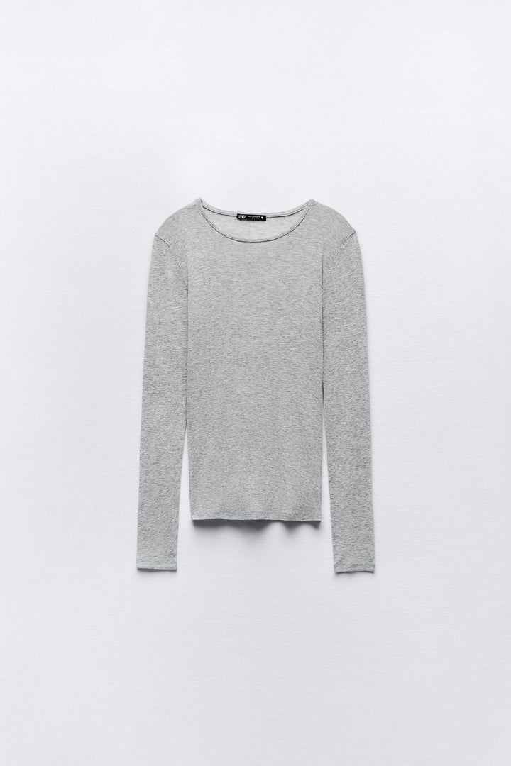 T-shirt col rond manches longues coton Supima