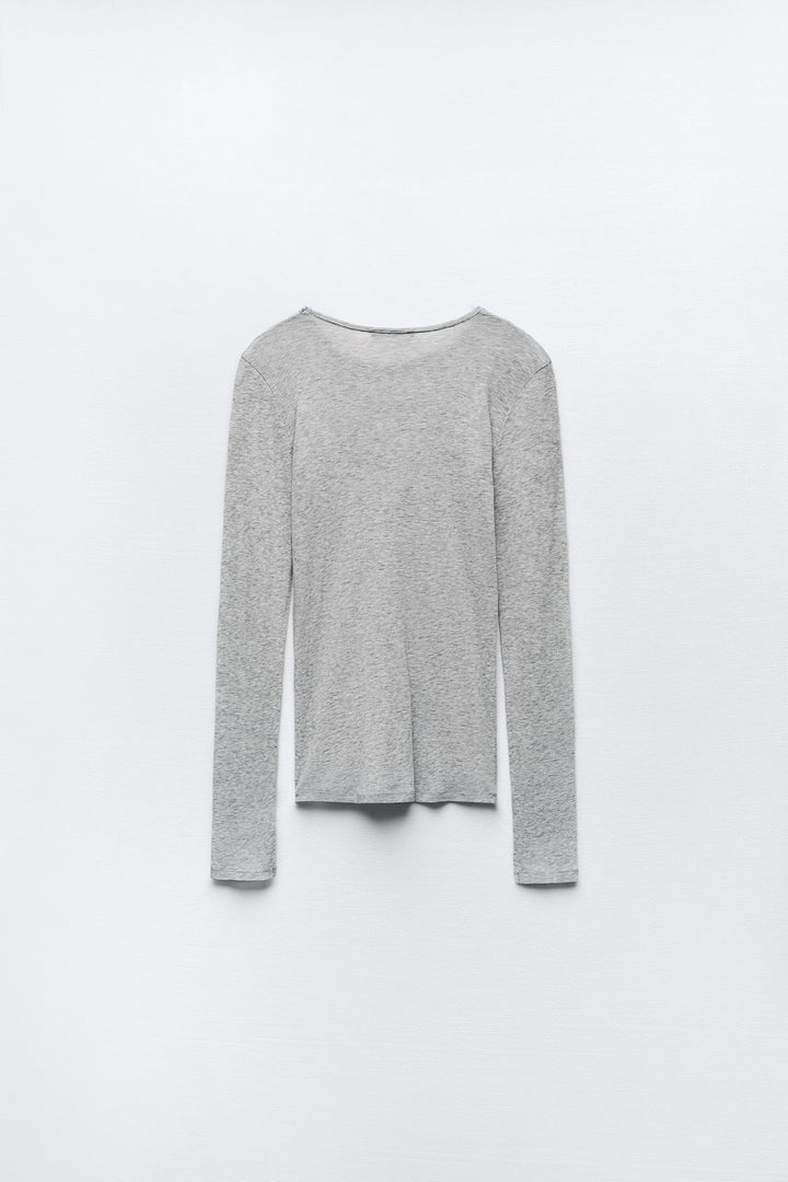 T-shirt col rond manches longues coton Supima