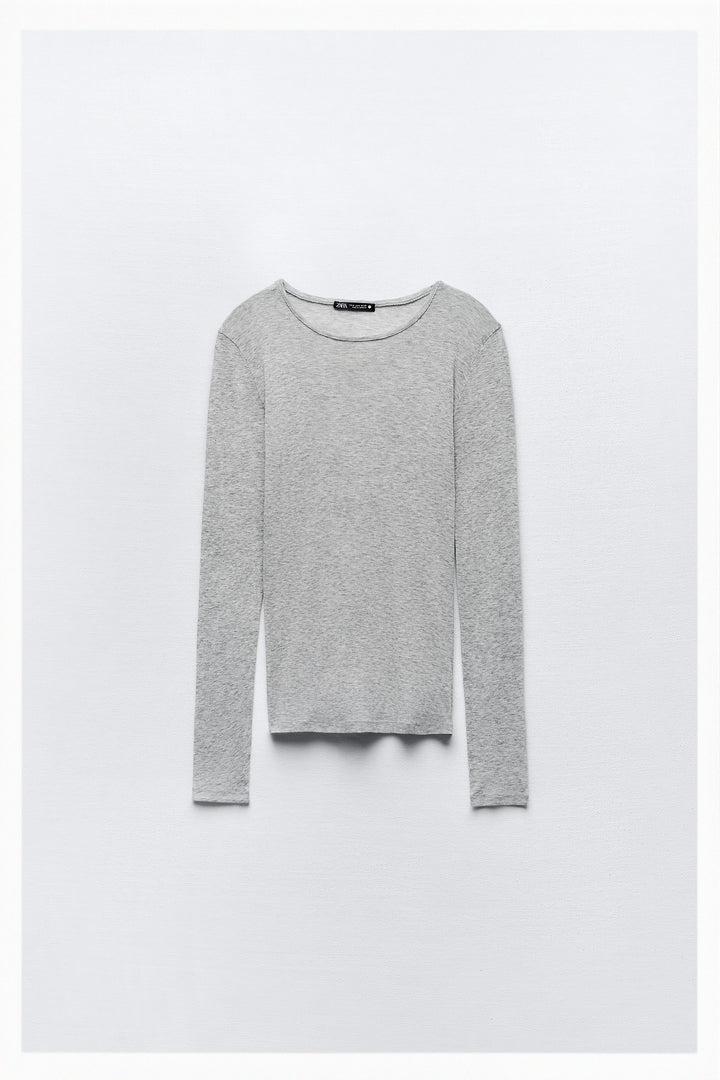 T-shirt col rond manches longues coton Supima