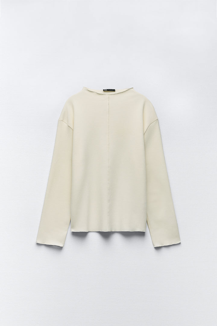 Pull col rond manches longues ensemble doux