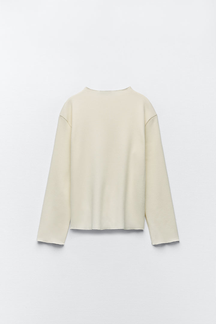 Pull col rond manches longues ensemble doux