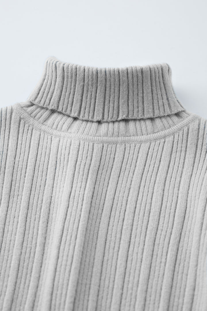Pull col roulé côtelé