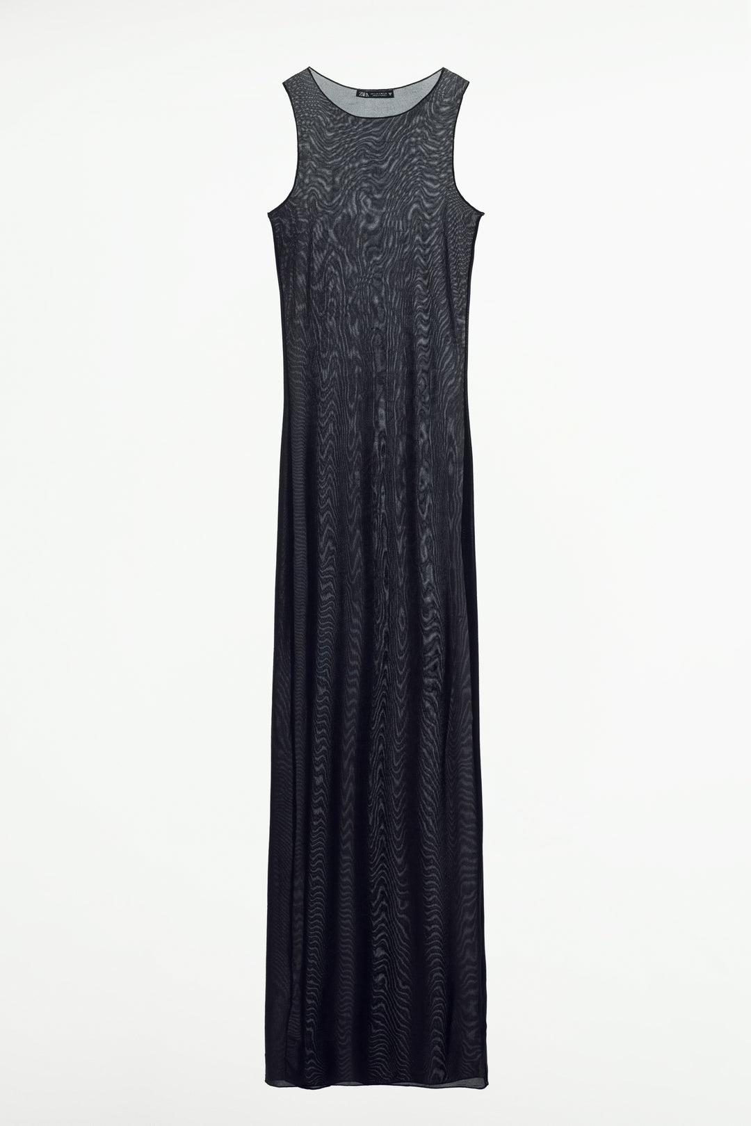 Robe longue transparente sans manches surpiqûres Overlock