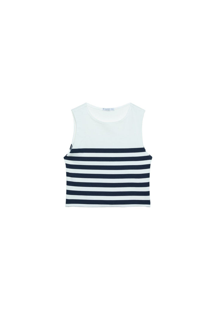 Moudda STRADIVARIUS - T-Shirt Crop Basique S/M Coton Élasthanne à Rayures - Tunisie 1