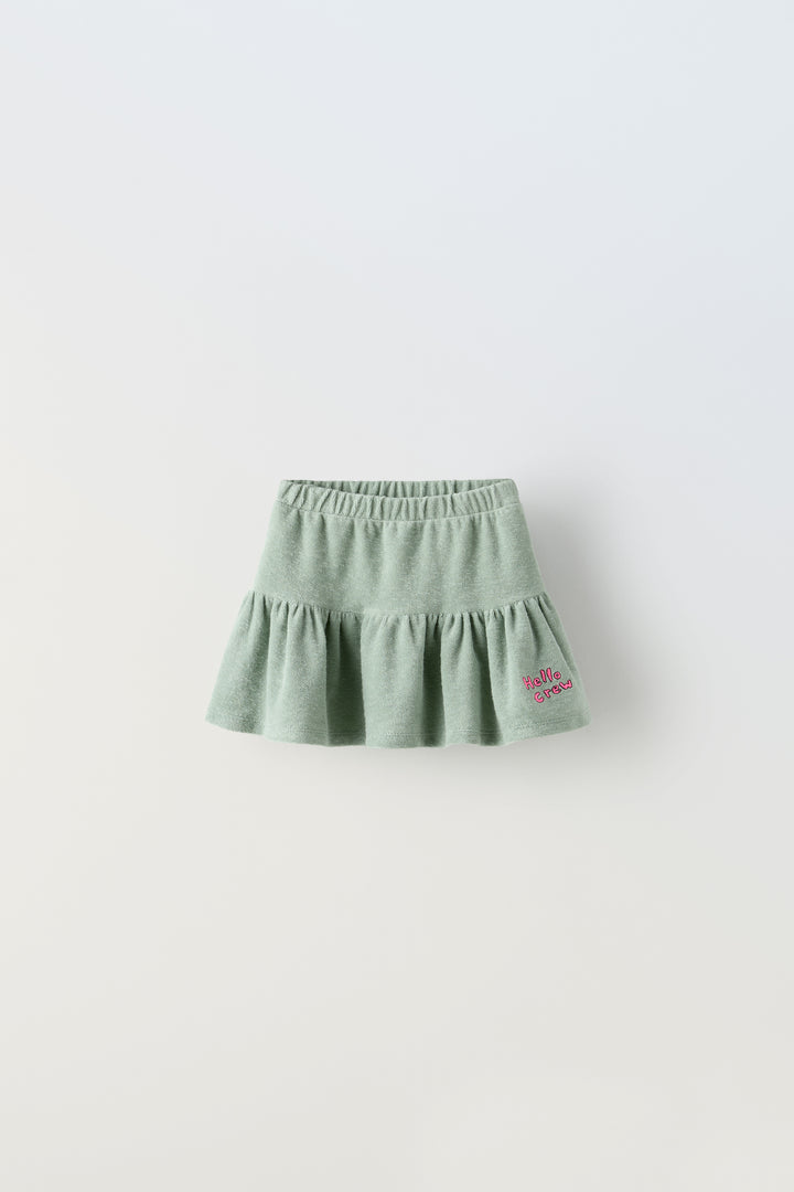 Jupe coupe serviette avec broderie Hello Crew pour enfant