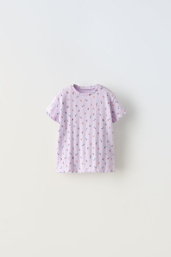 Haut manches courtes avec trous minifleur fluo pour enfant