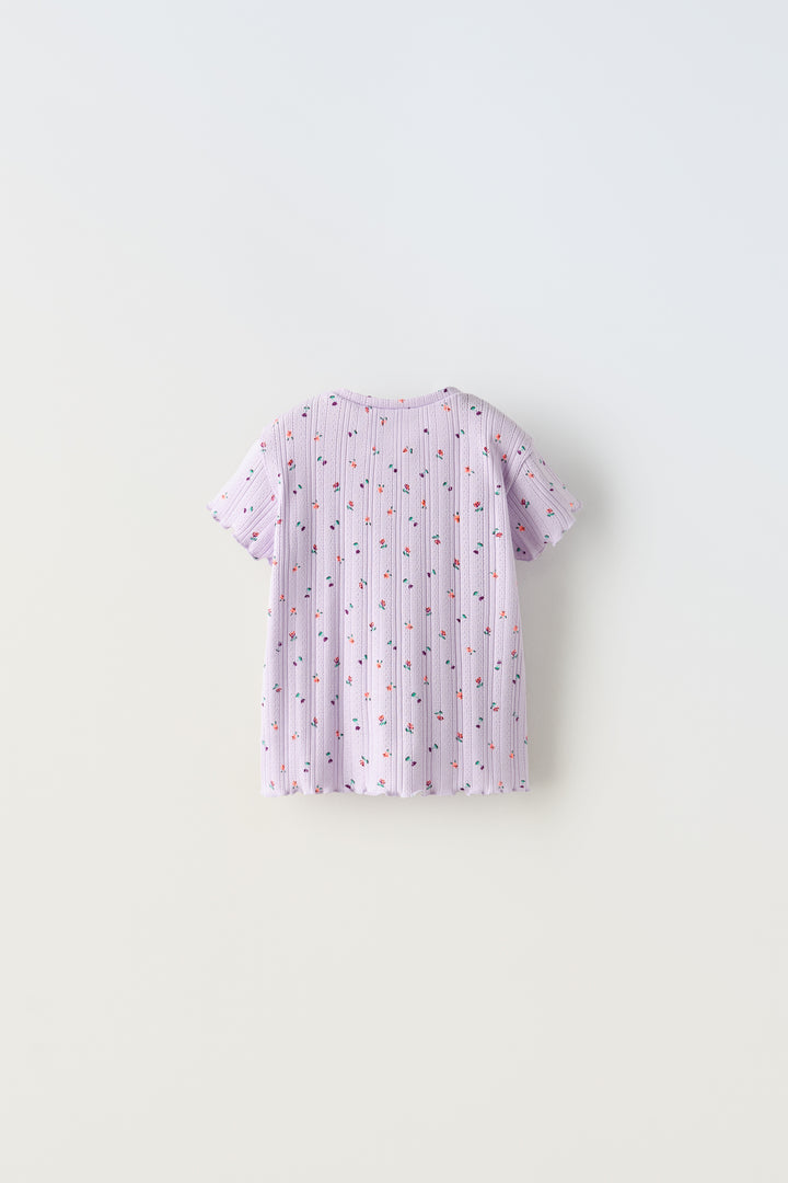 Haut manches courtes avec trous minifleur fluo pour enfant