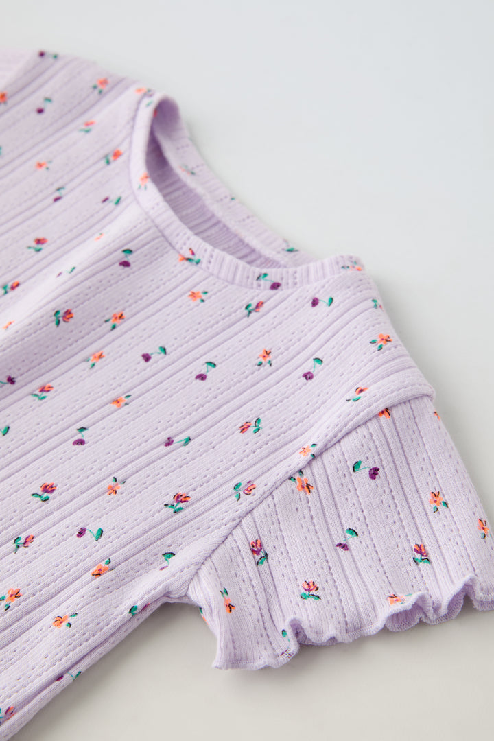 Haut manches courtes avec trous minifleur fluo pour enfant
