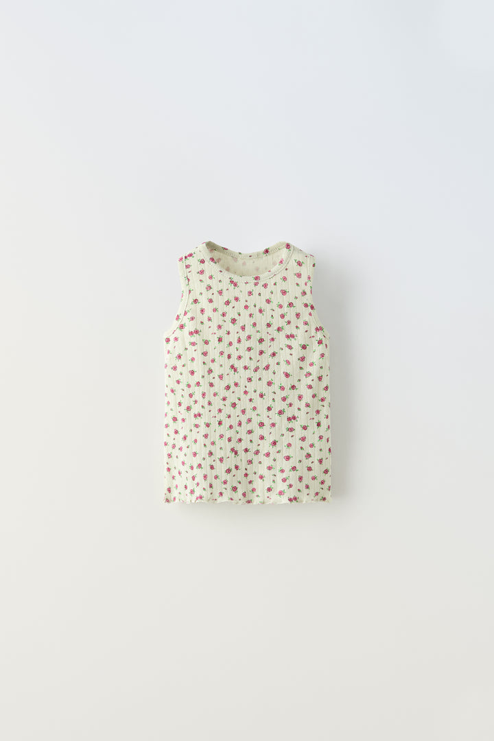 Débardeur ajouré à petites fleurs enfant