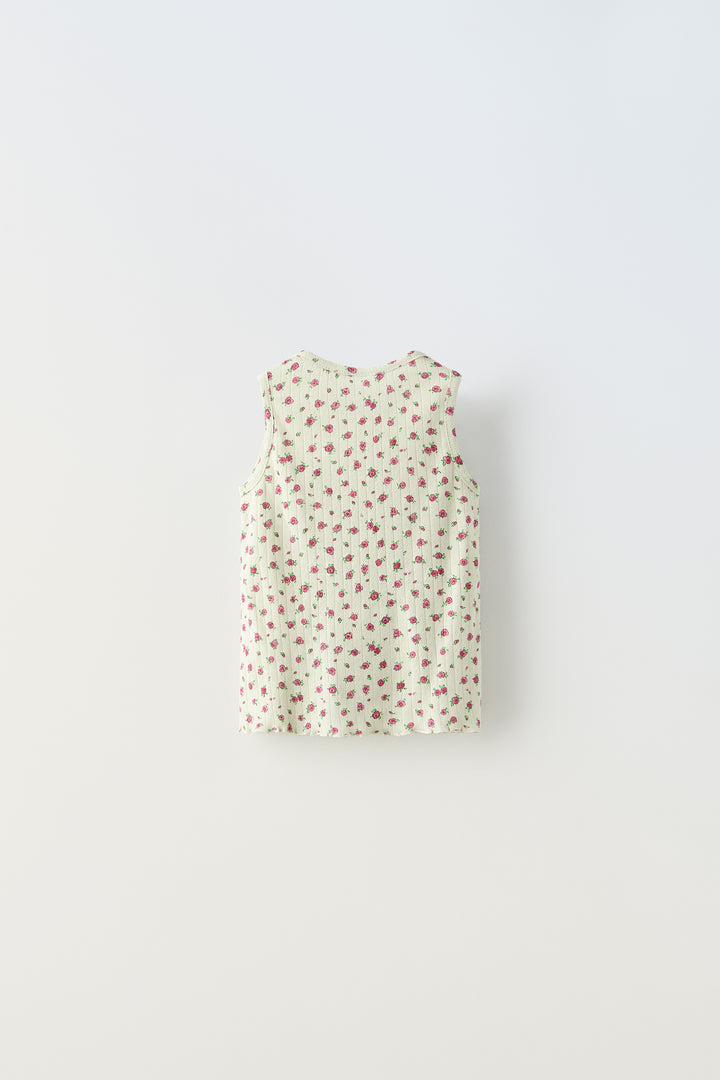 Débardeur ajouré à petites fleurs enfant