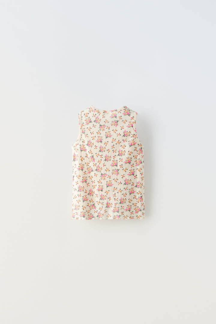Débardeur ajouré à petites fleurs enfant