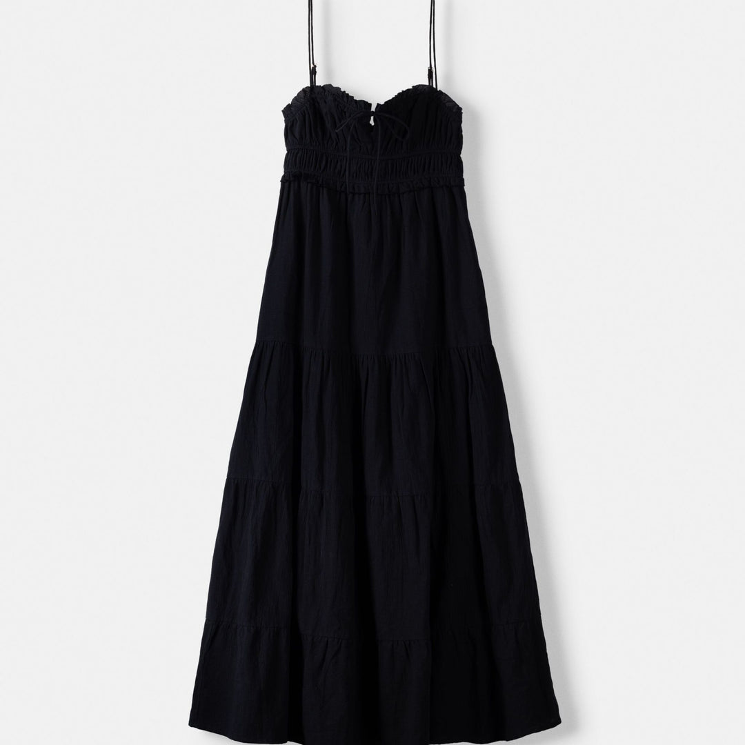 Moudda BERSHKA - Robe mi-longue rustique fines bretelles avec volants - Tunisie 1