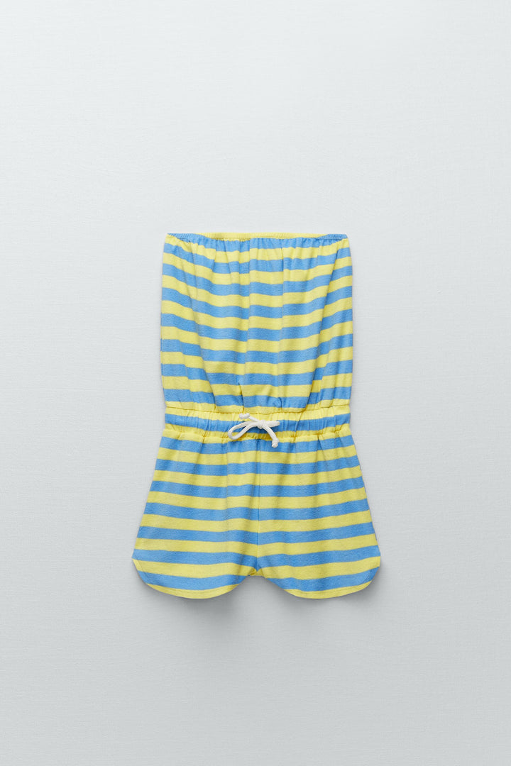 Combishort bustier en tissu éponge rayé