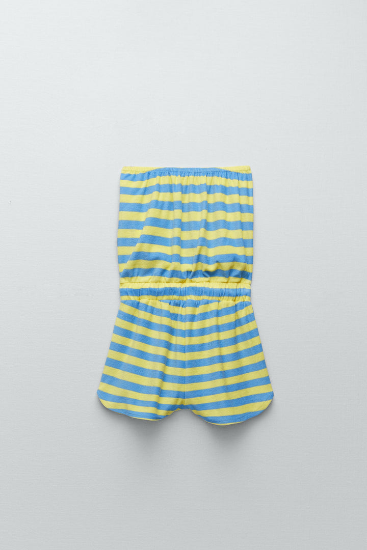 Combishort bustier en tissu éponge rayé