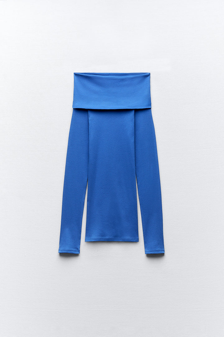 Haut off the shoulder sans manches, bretelles fines, sans nœud, manches longues