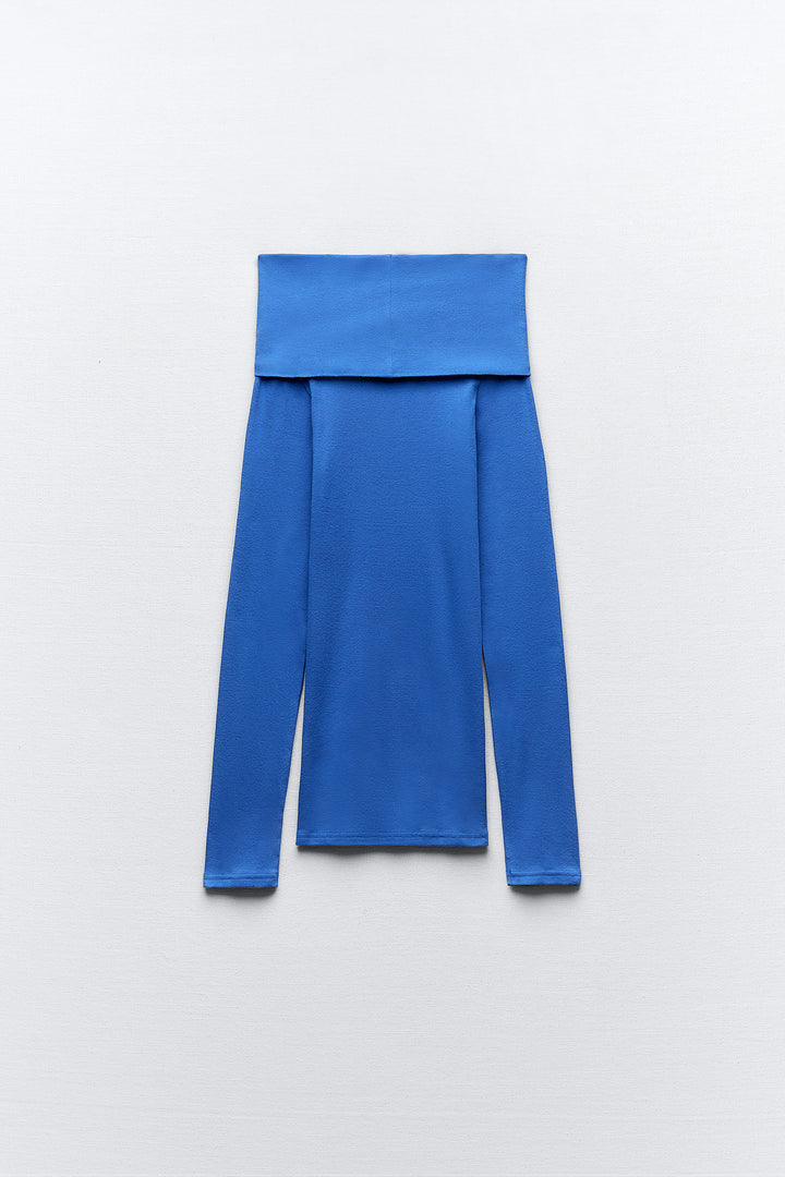 Haut off the shoulder sans manches, bretelles fines, sans nœud, manches longues