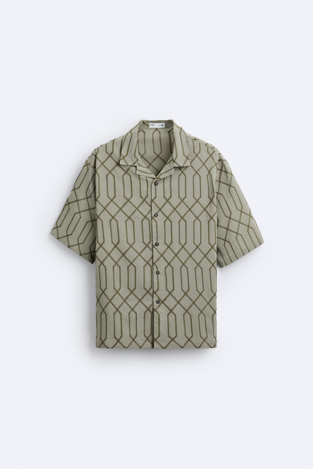 Chemise Broderie Kaki Manches Courtes