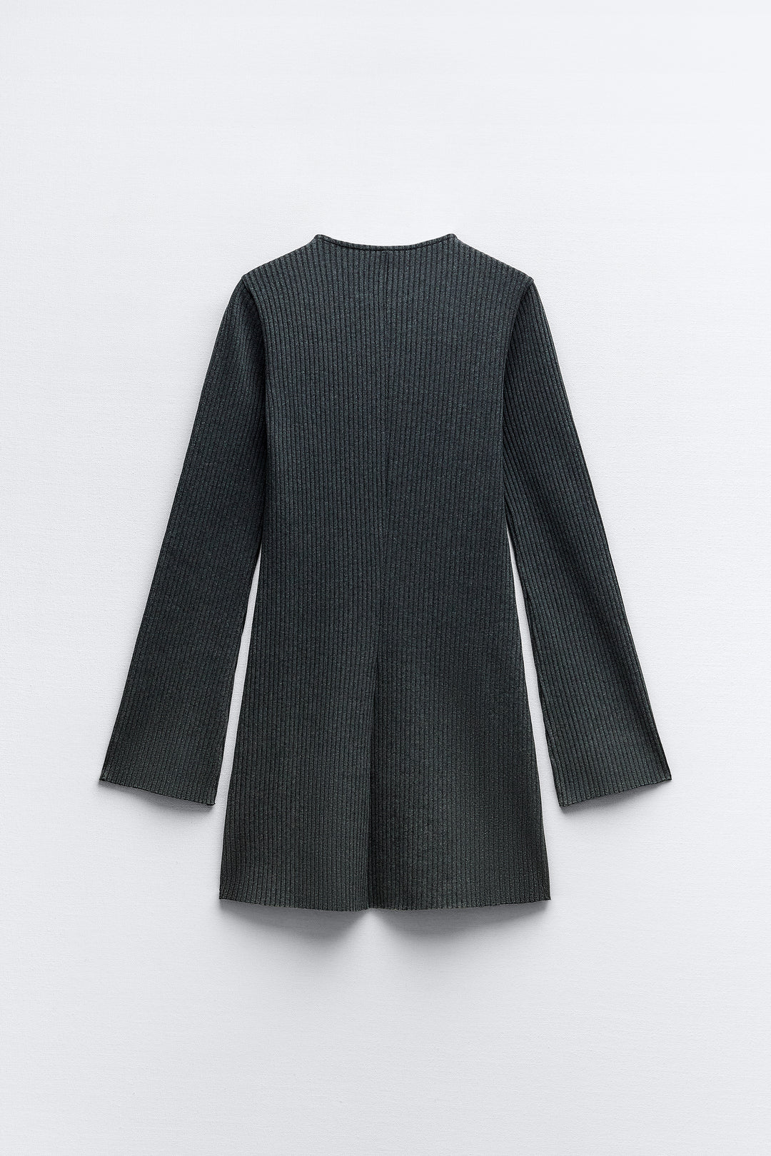 Robe Courte Côtelée Grattée Manches Raglan