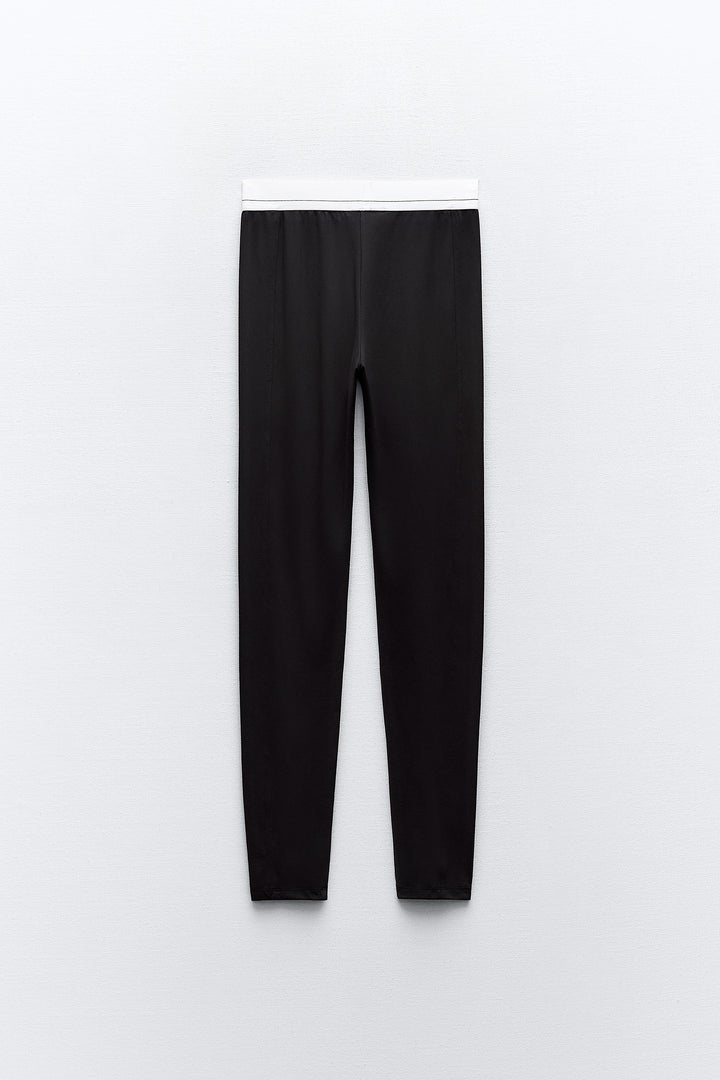 Legging long élastique contrasté