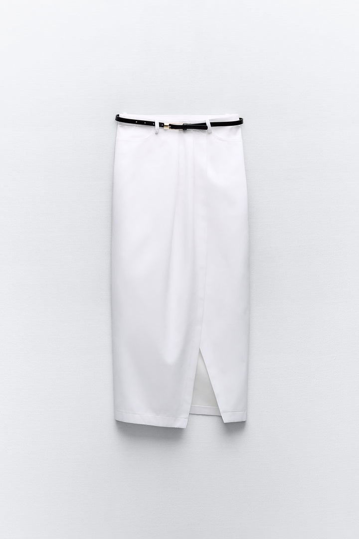 Ceinture fine en cuir synthétique noir