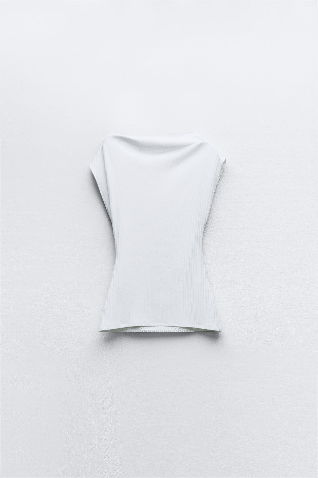 Top asymétrique côtelé sans manches (Ensemble)