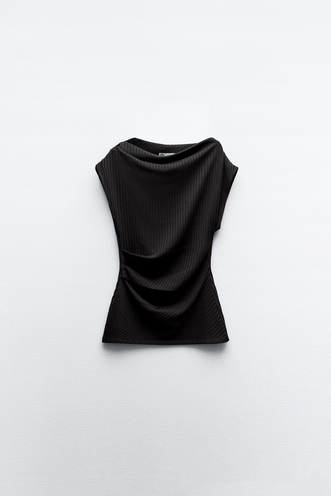 Top asymétrique côtelé sans manches (Ensemble)