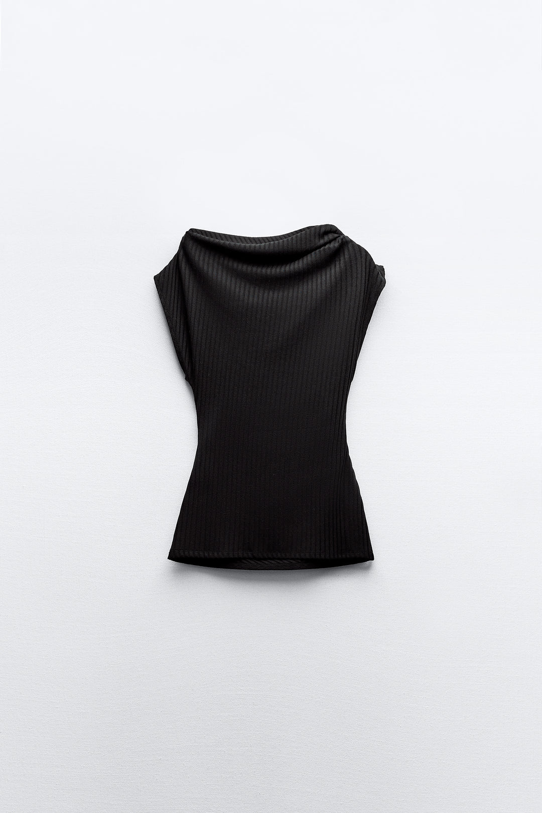 Top asymétrique côtelé sans manches (Ensemble)