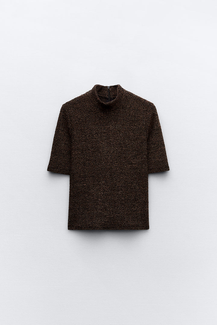 Top jacquard bouclé lurex