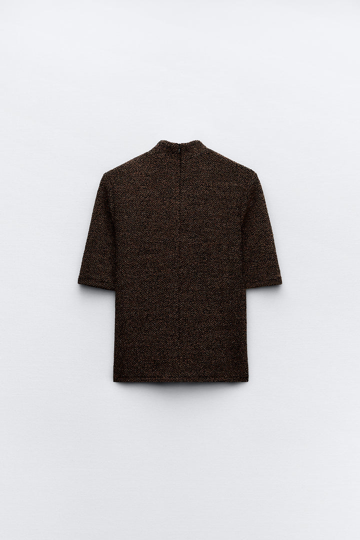 Top jacquard bouclé lurex