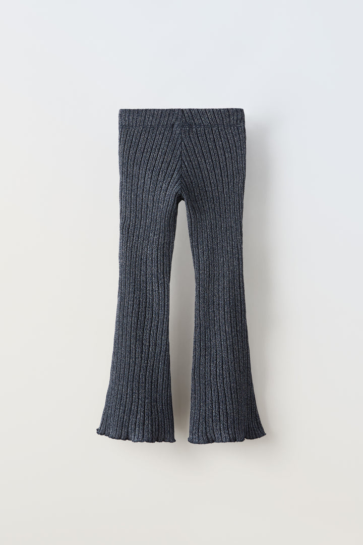 Pantalon flare pour fille en côte twin set bleu
