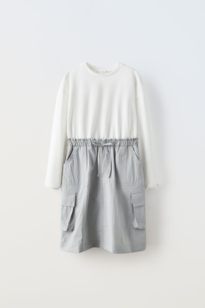 Robe fille coton et matière technique