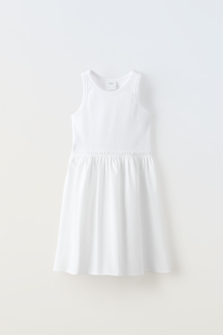 Robe côtes bas popeline
