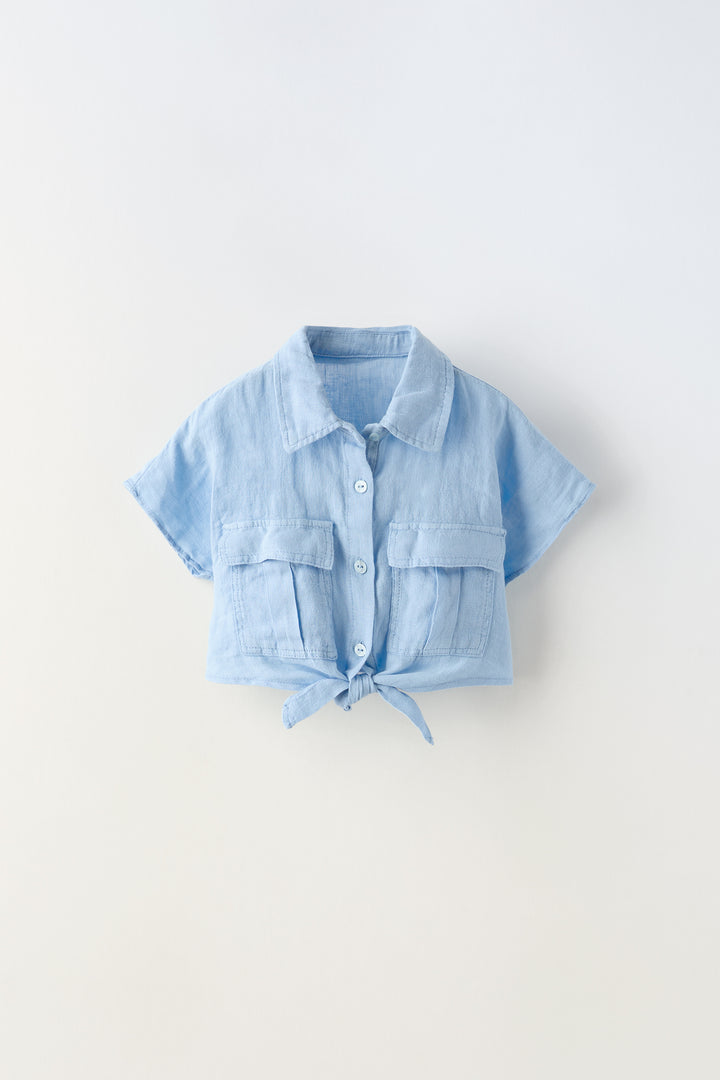 Chemise Twin Set Lin Bleu Enfant