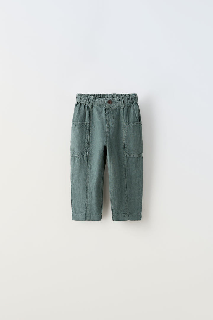 Pantalon 100% Lin Lavé à Poches Enfant