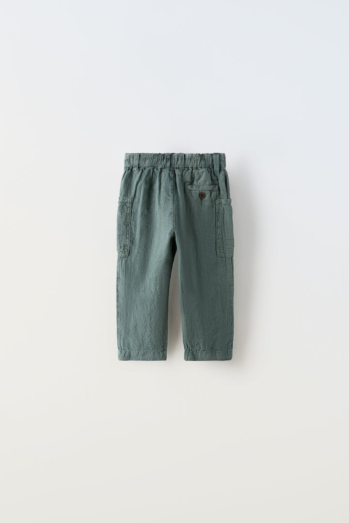 Pantalon 100% Lin Lavé à Poches Enfant